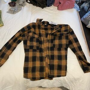 12th Tribe Black and Gold Plaid Shirt